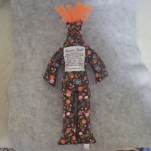 Dammit Doll Floral Plush with Orange Yarn Hair NWOT